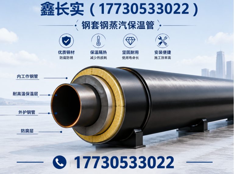 沧州渤海新区钢套钢蒸汽保温管展示图